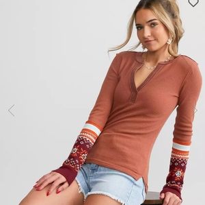 Free People Mikah Notch Neck Top, Color  Autumn, Size XSmall